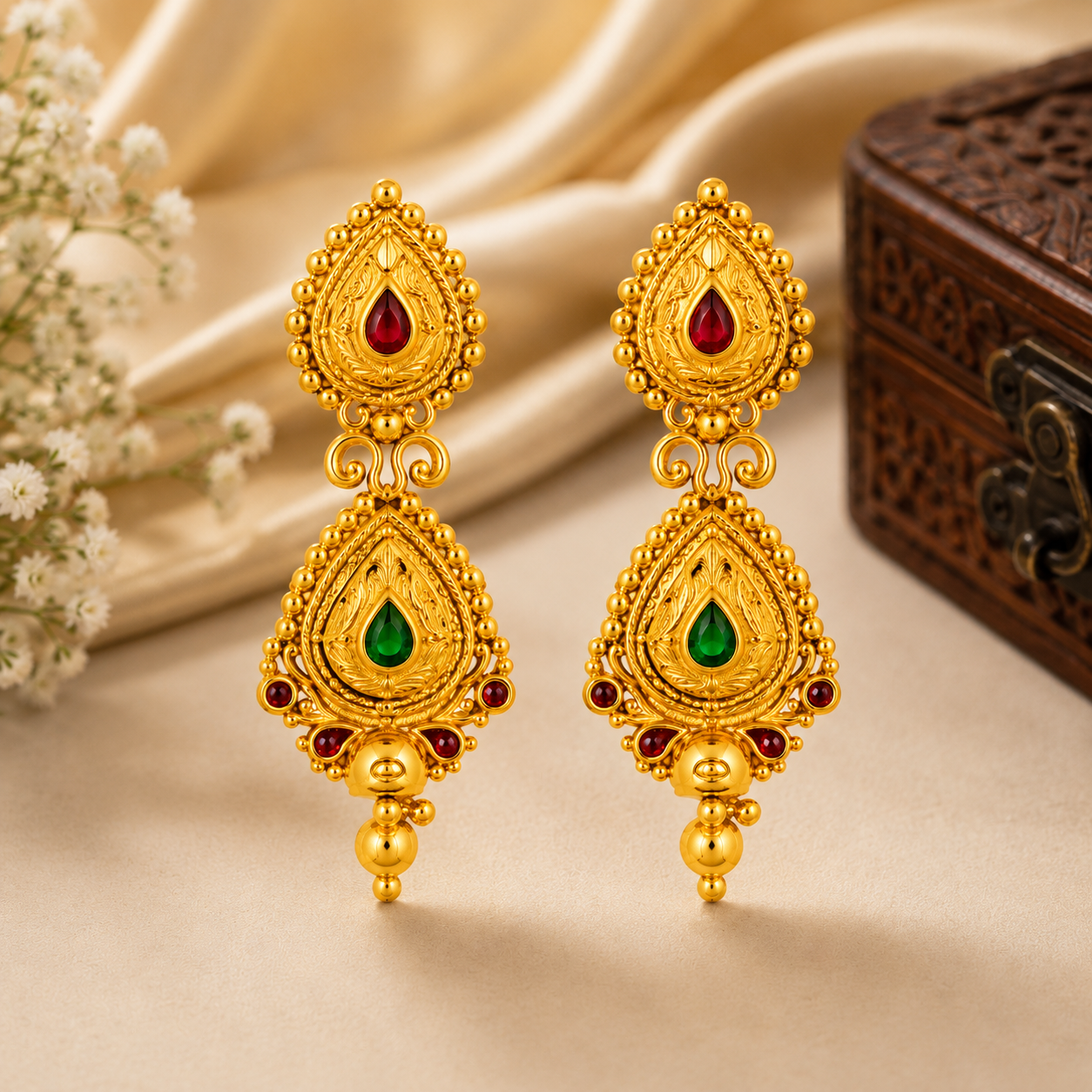 Nakoda Jewellers Classic Gold Drop Earrings - Image 2