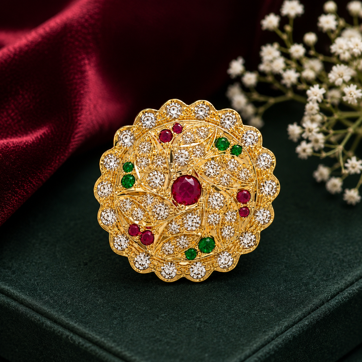 Nakoda Jewellers Scalloped Ruby-Core Heritage Rakdi - Image 3
