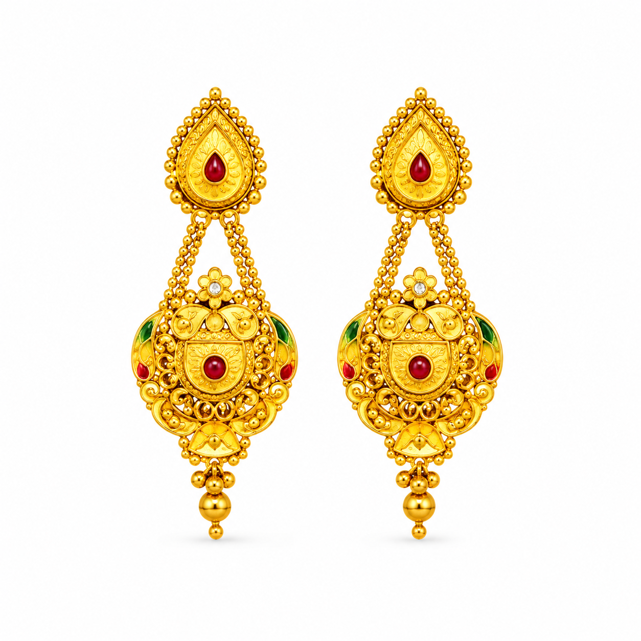 Nakoda Jewellers Heritage Gold Dangler Earrings