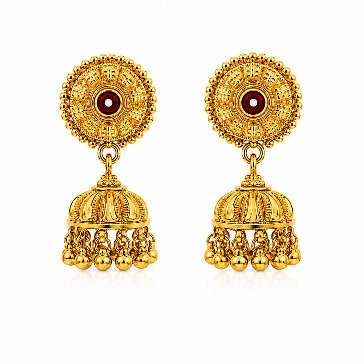 Traditional Gold Plated Ruby Studded Jhumki