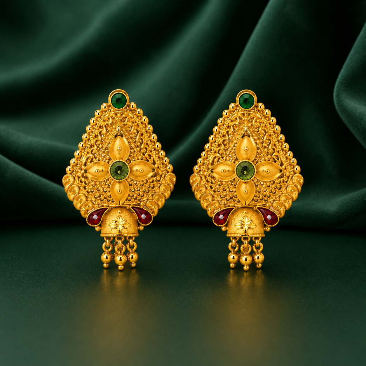 Nakoda Jewellers Filigree Floral Diamond-Motif Gold Tops - Image 3