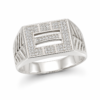 Executive Rectangular Center Cutout Silver Men's Ring