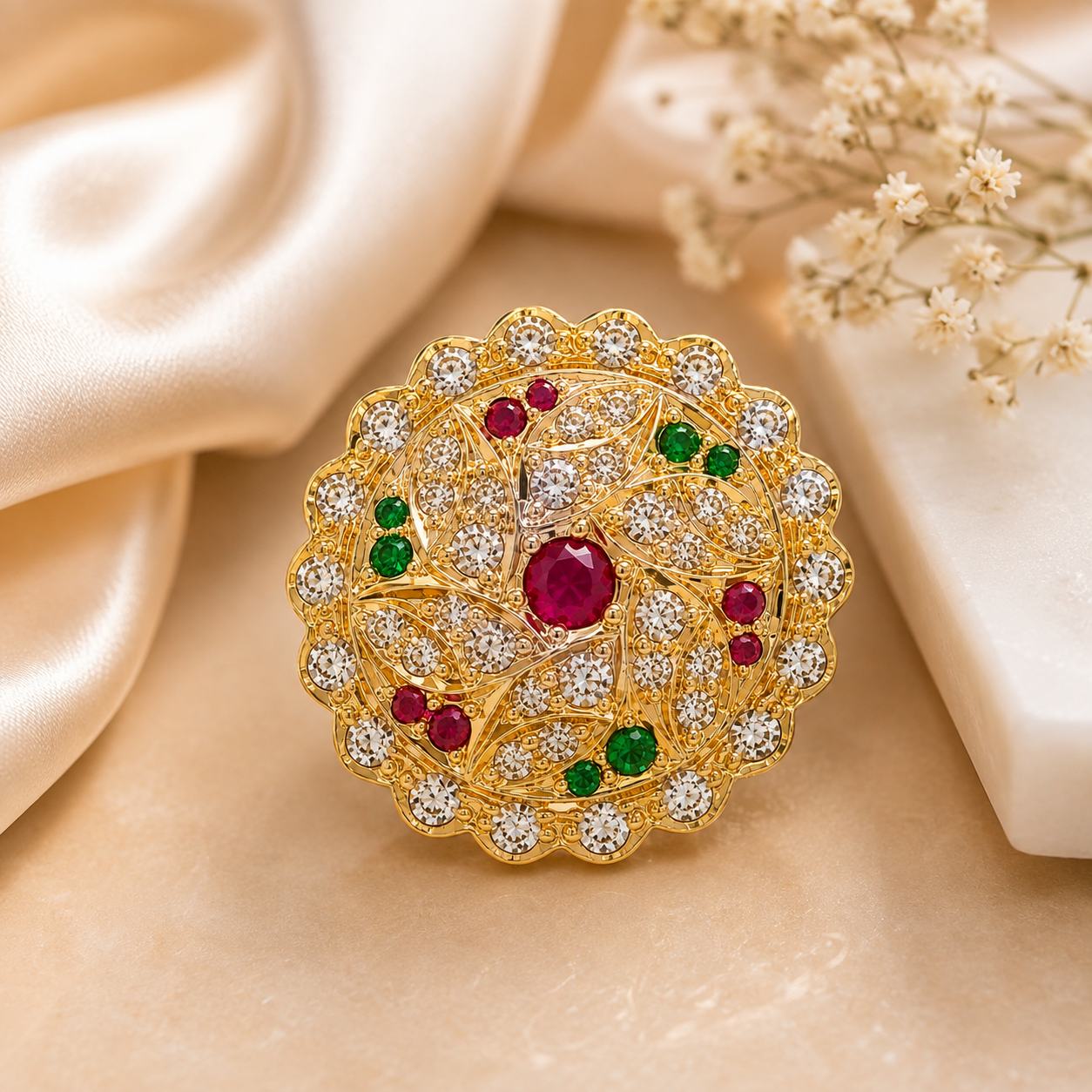 Nakoda Jewellers Scalloped Ruby-Core Heritage Rakdi - Image 4