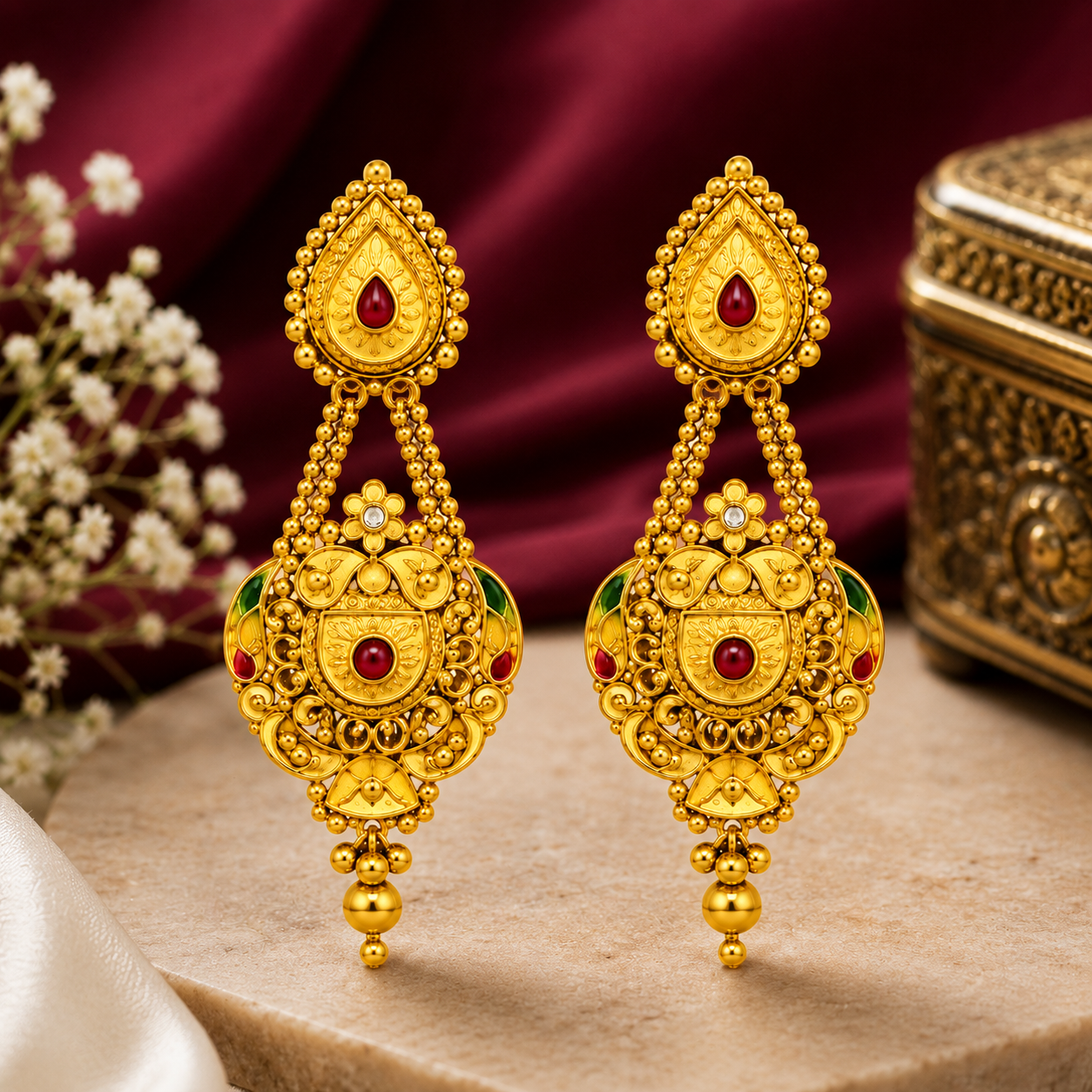 Nakoda Jewellers Heritage Gold Dangler Earrings - Image 3