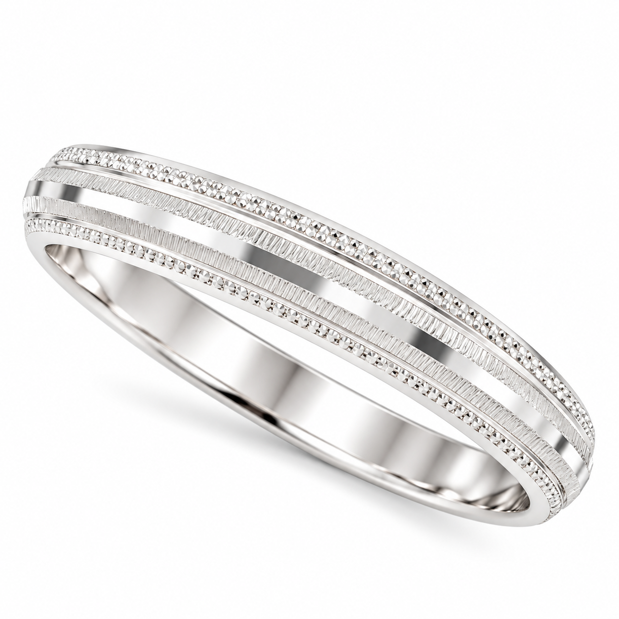 Nakoda Jewellers Classic Linear Textured Silver Men’s Kada