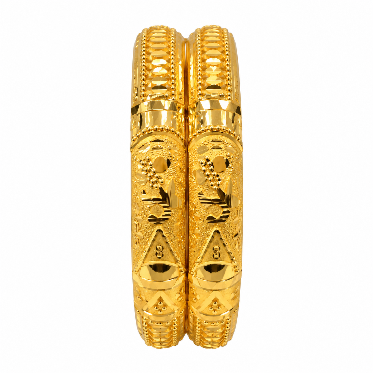Nakoda Jewellers Classic Floral Engraved Gold Bangles
