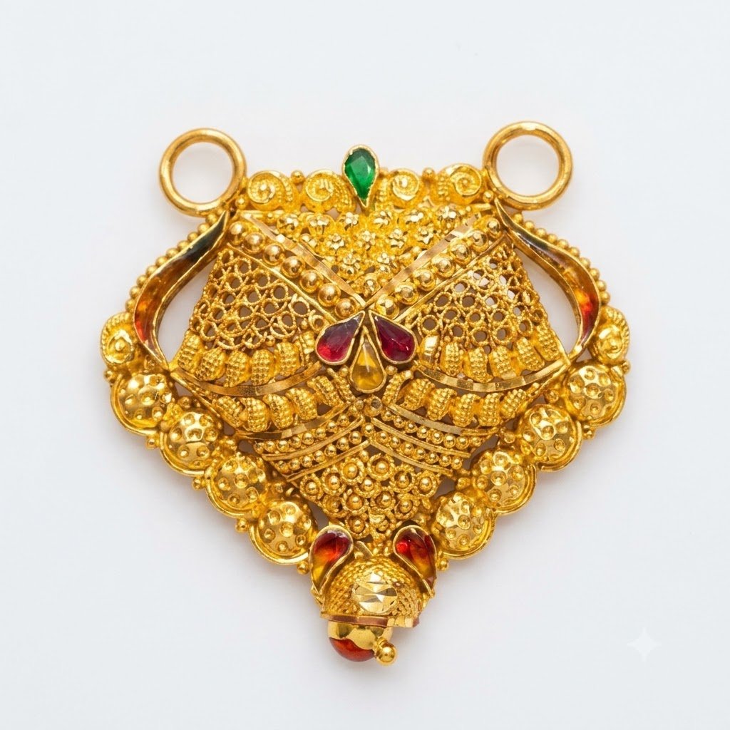 Nakoda Jewellers Diamond-Shaped Filigree Gold Pendant