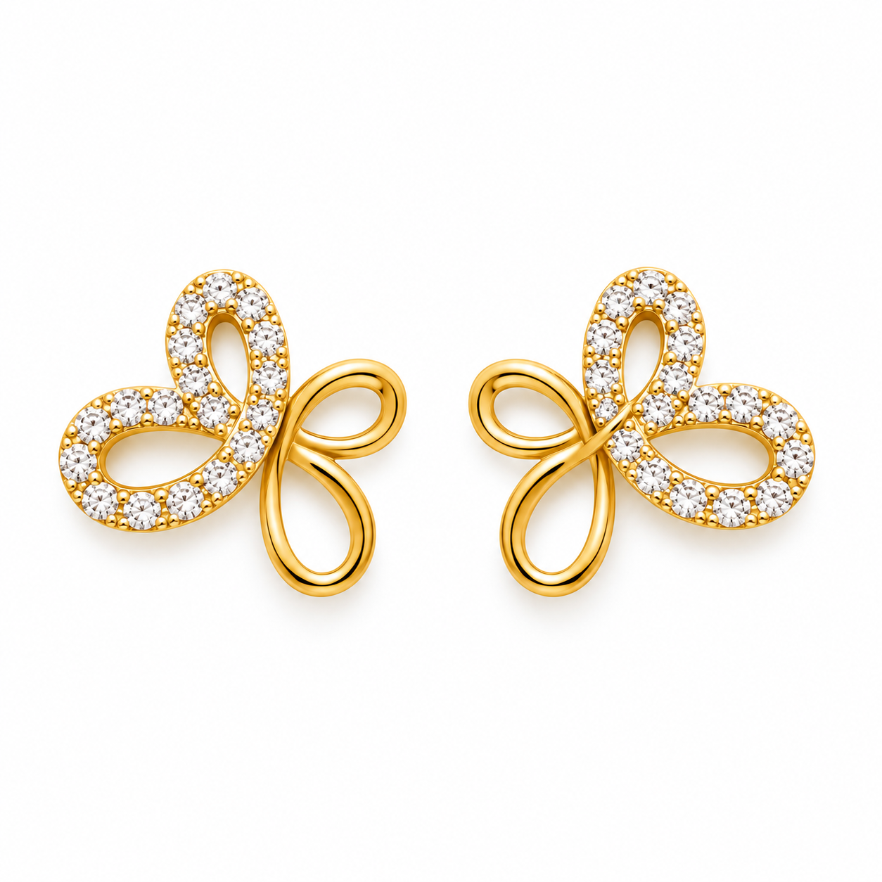 Nakoda Jewellers Elegant Gold Loop Earrings with Stone Detailing