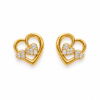 Nakoda Jewellers Double Heart Gold Earrings with Stone Accents