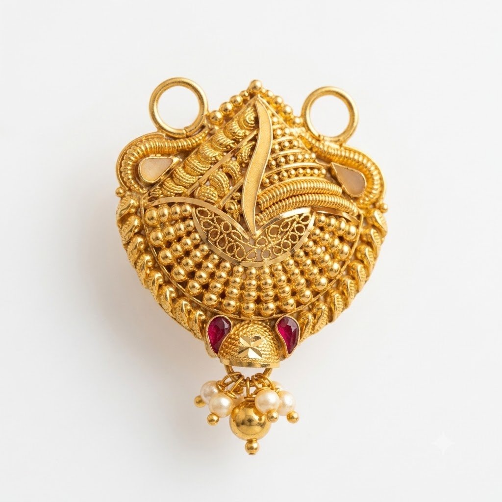 Nakoda Jewellers Classic Floral Gold Pendant