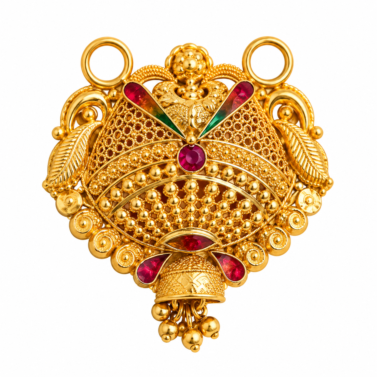 Nakoda Jewellers Royal Multicolour Filigree Gold Pendant