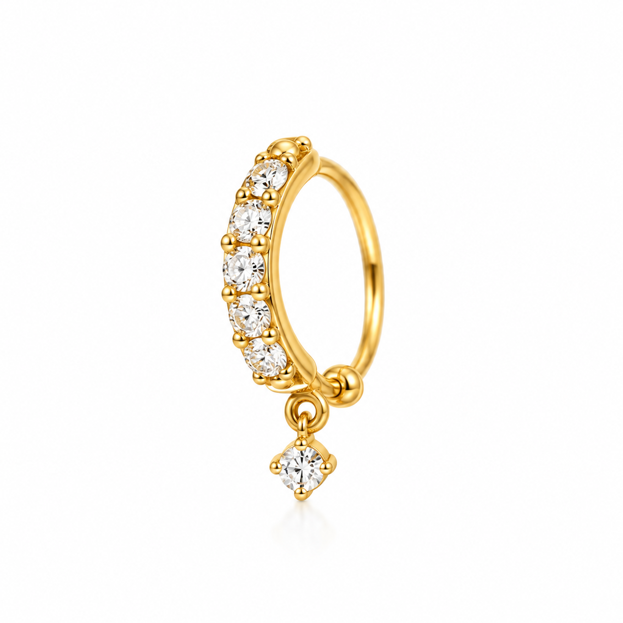Nakoda Jewellers Elegant Diamond-Accent Gold Nose Ring