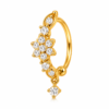 Nakoda Jewellers Floral Diamond-Motif Gold Nose Ring