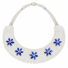 Nakoda Jewellers Elegant White Beaded Necklace with Blue Floral Stone Detailing