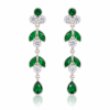 Nakoda Jewellers Elegant Green Leaf Drop Earrings with Stone Detailing