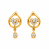 Nakoda Jewellers Elegant Gold Drop Earrings with Floral & Stone Detailing