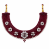 Nakoda Jewellers Maroon Beaded Floral & Leaf Statement Necklace