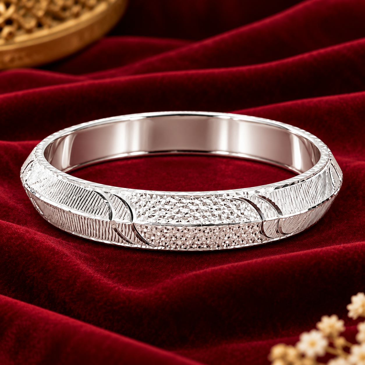 Nakoda Jewellers Classic Engraved Silver Men’s Kada - Image 2
