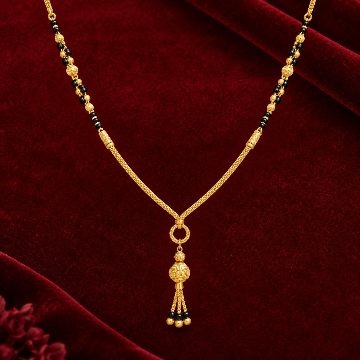 Nakoda Jewellers Elegant Gold Mangalsutra with Drop Pendant - Image 2