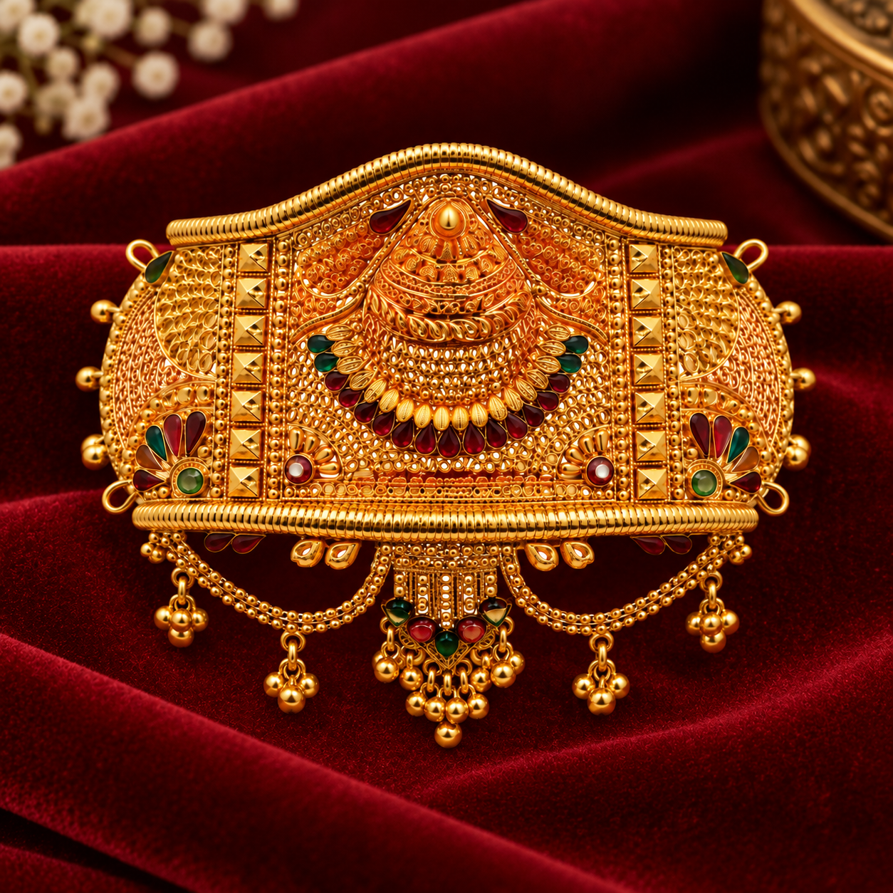 Nakoda Jewellers Royal Traditional Filigree Gold Bajuband - Image 2