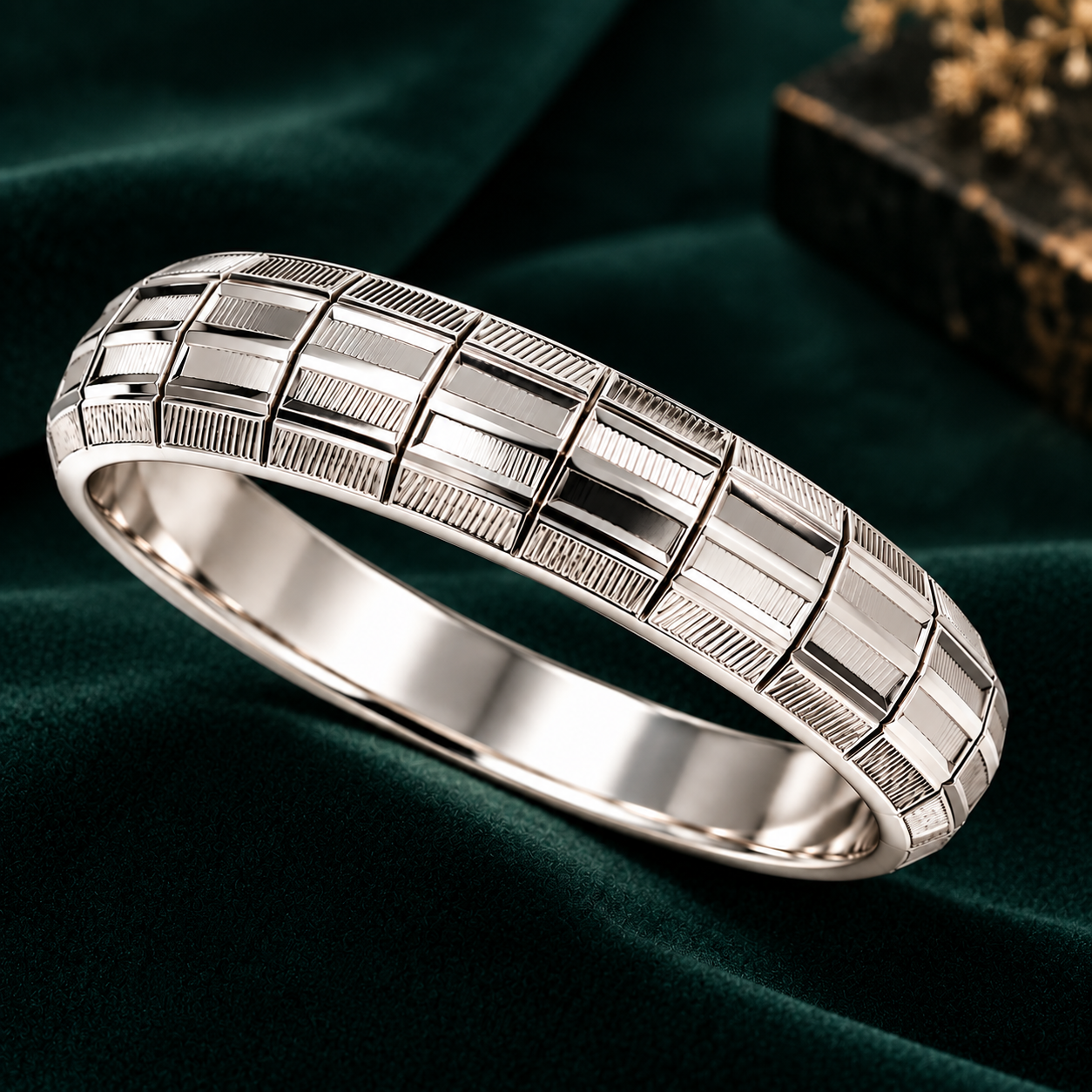 Nakoda Jewellers Classic Textured Silver Men’s Kada - Image 3