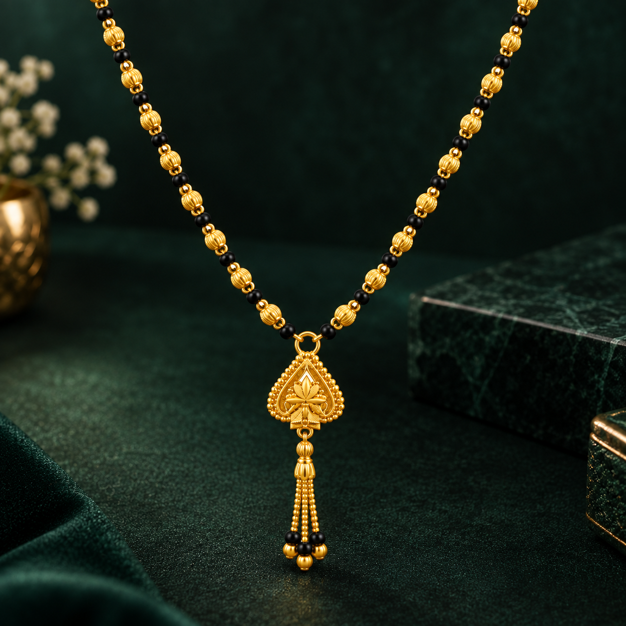 Nakoda Jewellers Elegant Gold Mangalsutra with Drop Pendant - Image 3