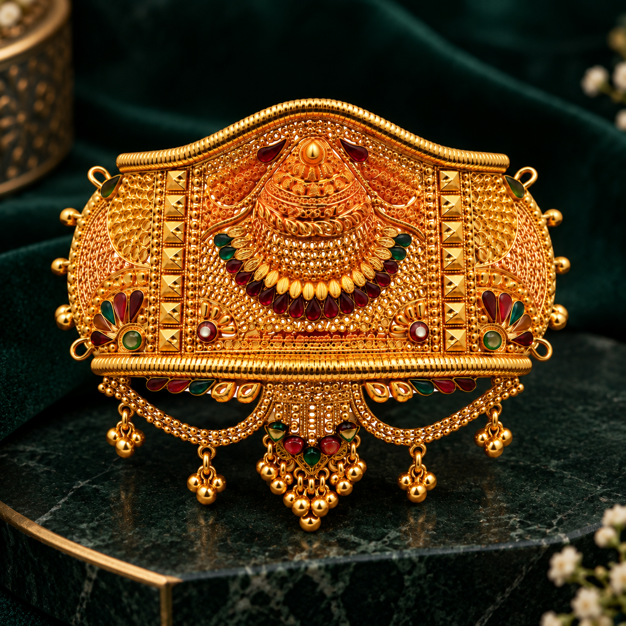 Nakoda Jewellers Royal Traditional Filigree Gold Bajuband - Image 3