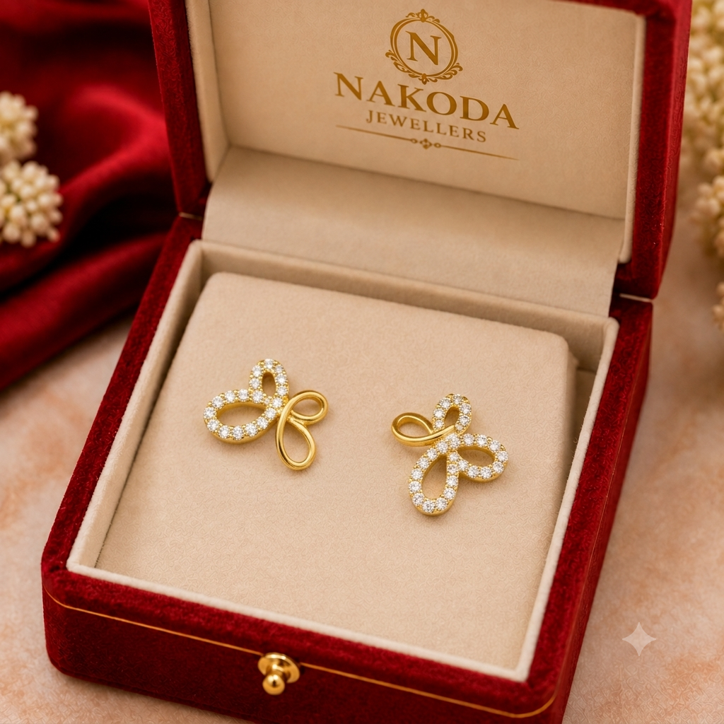 Nakoda Jewellers Elegant Gold Loop Earrings with Stone Detailing - Image 6