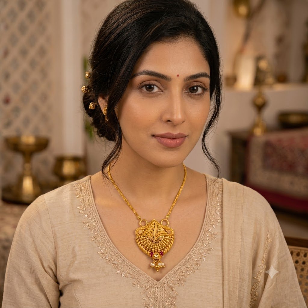 Nakoda Jewellers Classic Floral Gold Pendant - Image 4
