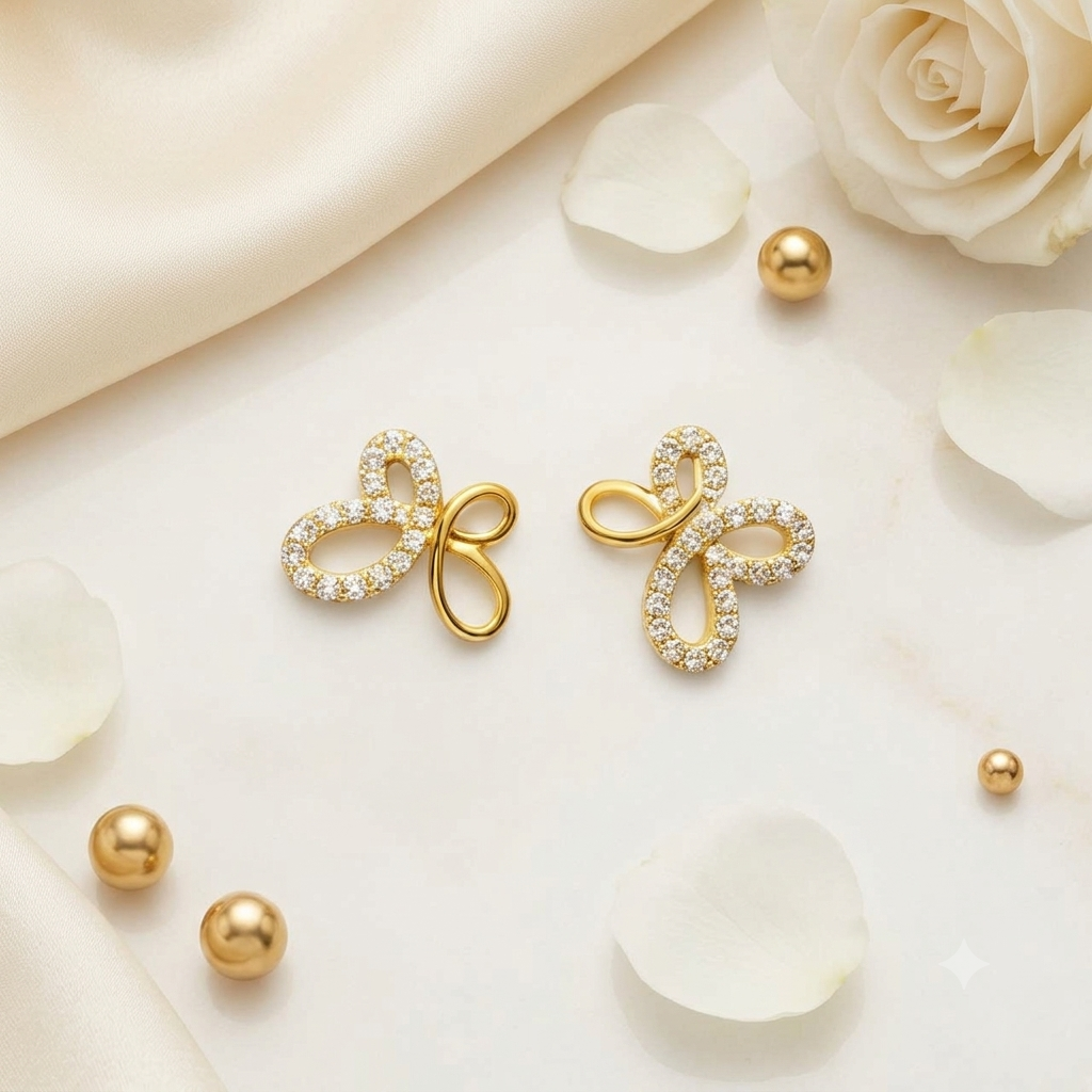 Nakoda Jewellers Elegant Gold Loop Earrings with Stone Detailing - Image 2