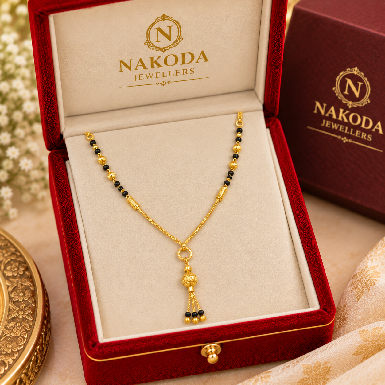 Nakoda Jewellers Elegant Gold Mangalsutra with Drop Pendant - Image 6