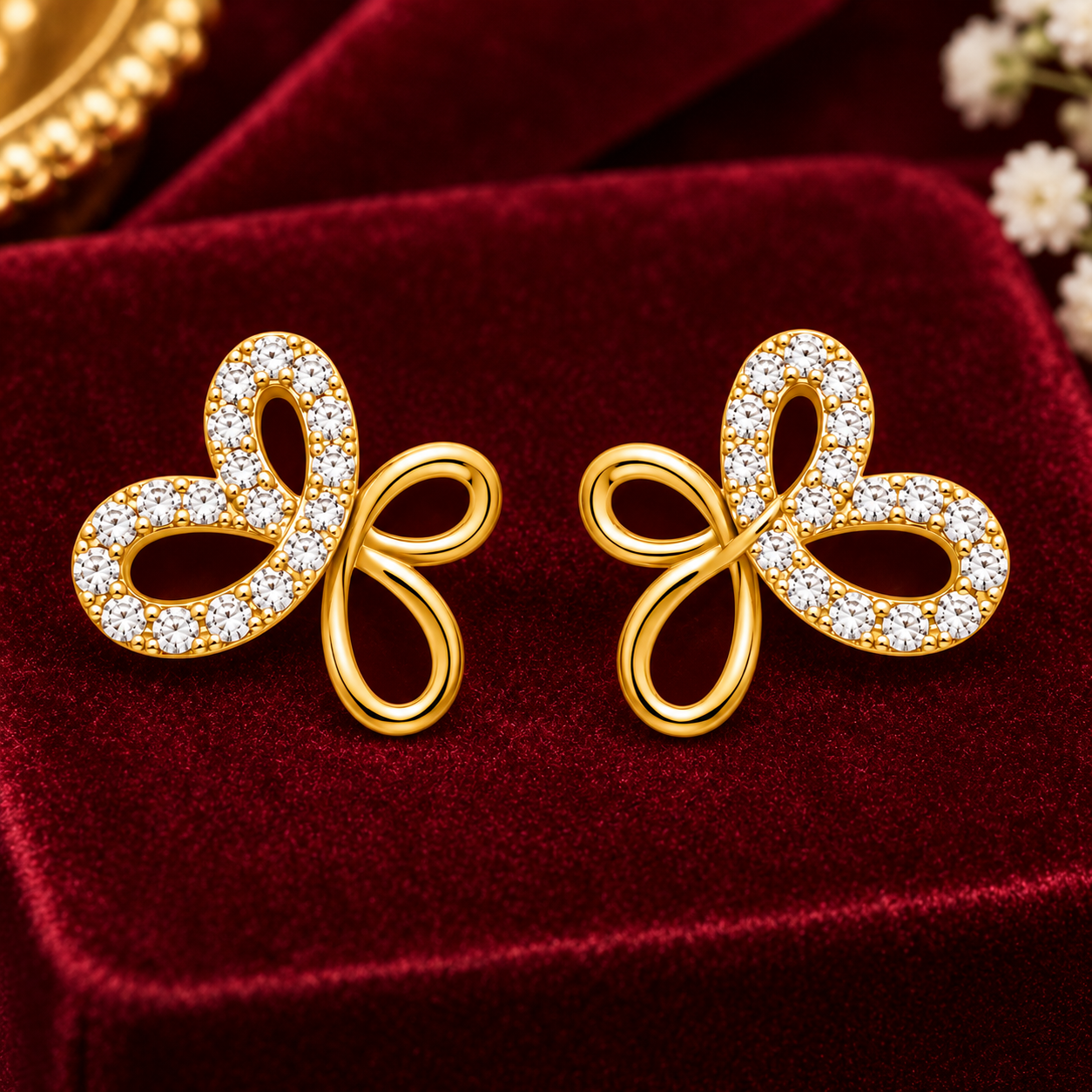 Nakoda Jewellers Elegant Gold Loop Earrings with Stone Detailing - Image 3