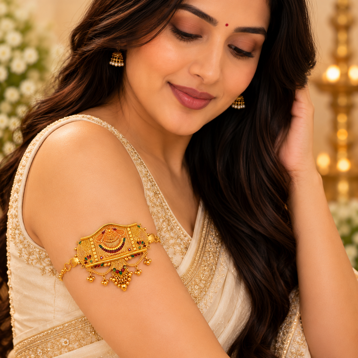 Nakoda Jewellers Royal Traditional Filigree Gold Bajuband - Image 5