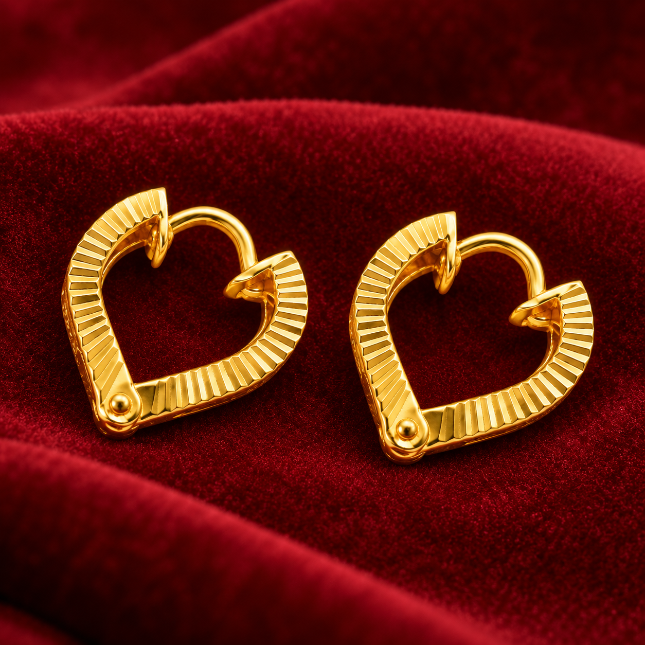 Nakoda Jewellers Classic Textured Gold Ear Tops - Image 2