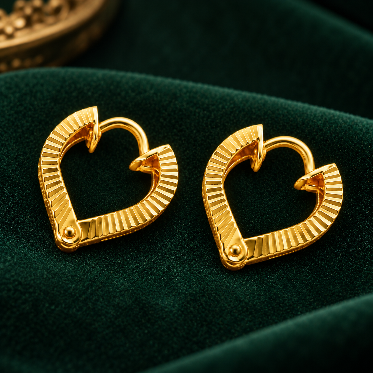 Nakoda Jewellers Classic Textured Gold Ear Tops - Image 3